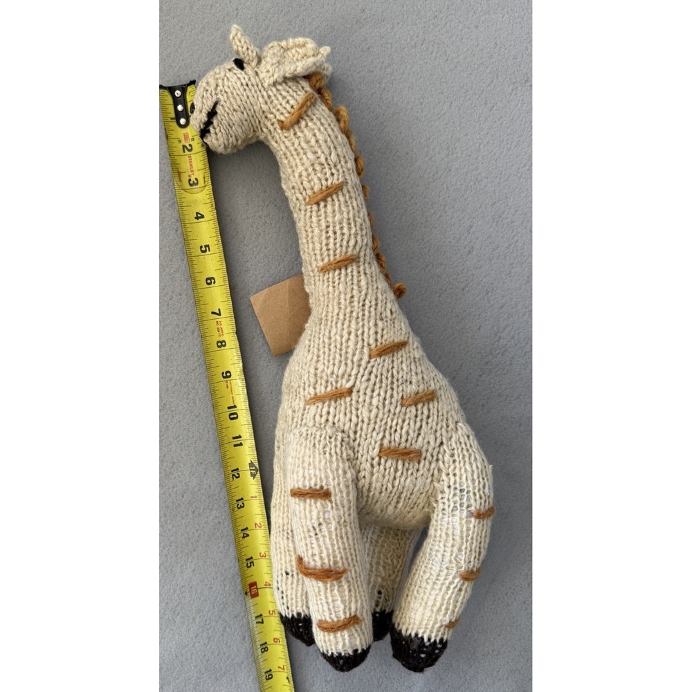 Artisan Safari Giraffe Plush Hand Knit Homespun Wool Rustic Nursery Decor - Picture 13 of 15